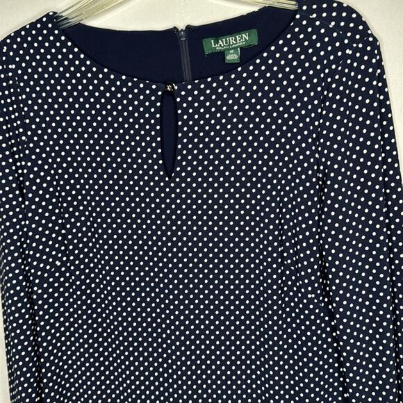 Lauren Ralph Lauren Monahan Darby Navy Polka Dot Shift Dress. Size 10. - Picture 3 of 11